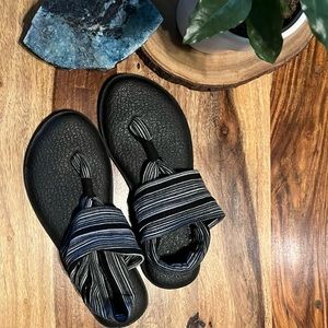 Grey Striped Sling Back Yoga Sandals